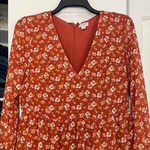 J. Crew Long Sleeve Floral Dress in terracotta color like color